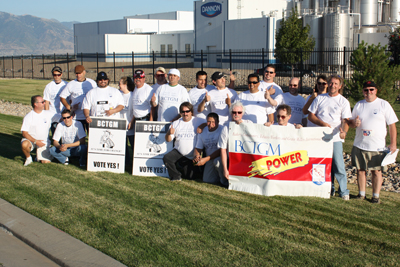 The Dannon workers display their solidarity outside the West Jordan plant.